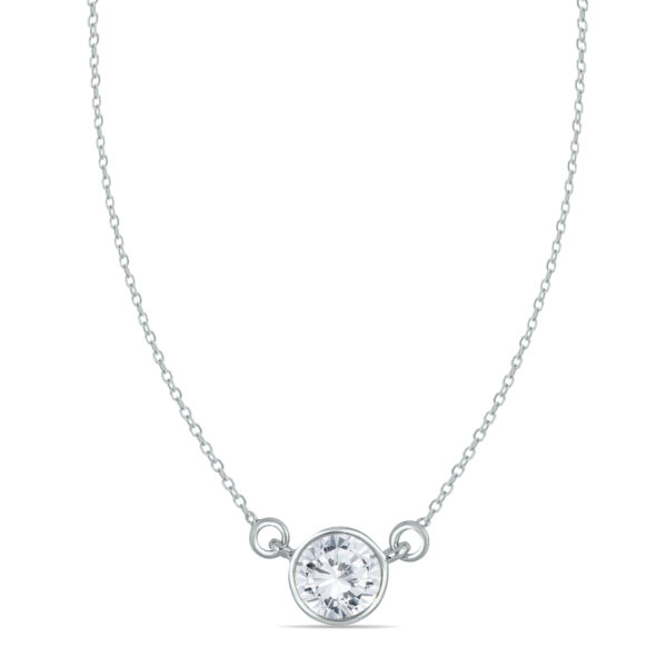 3/4 Carat TW Diamond Bezel Pendant in 14K White Gold- PDF55223