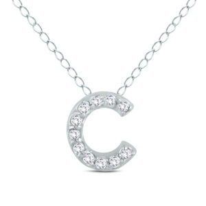 1/10 Carat TW C Initial Diamond Pendant in 10K White Gold- PDF55276