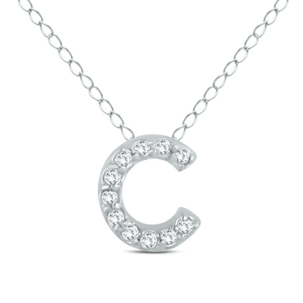 1/10 Carat TW C Initial Diamond Pendant in 10K White Gold- PDF55276