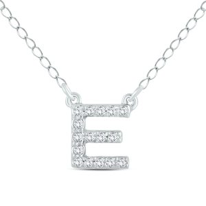 1/10 Carat TW E Initial Diamond Pendant in 10K White Gold- PDF55278