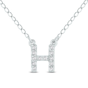 1/10 Carat TW H Initial Diamond Pendant in 10K White Gold- PDF55281