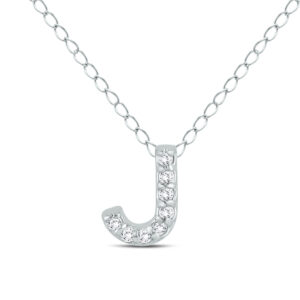 J Initial Diamond Pendant in 10K White Gold- PDF55283