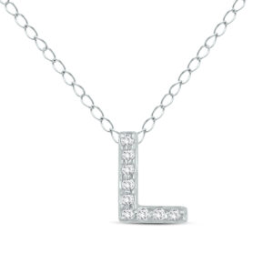 L Initial Diamond Pendant in 10K White Gold- PDF55285