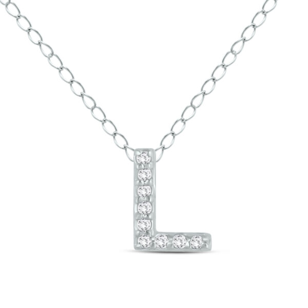 L Initial Diamond Pendant in 10K White Gold- PDF55285