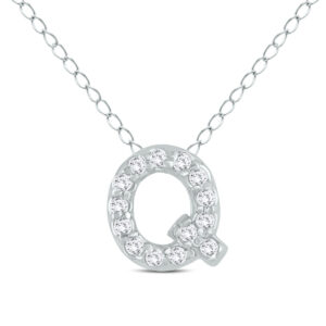 1/10 Carat TW Q Initial Diamond Pendant in 10K White Gold- PDF55291