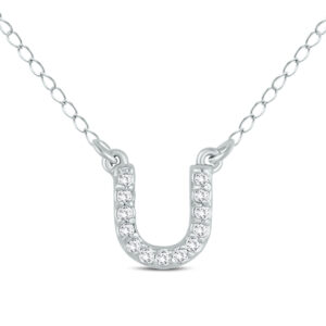 1/10 Carat TW U Initial Diamond Pendant in 10K White Gold- PDF55295