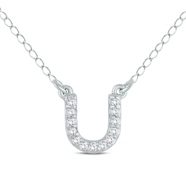 1/10 Carat TW U Initial Diamond Pendant in 10K White Gold- PDF55295
