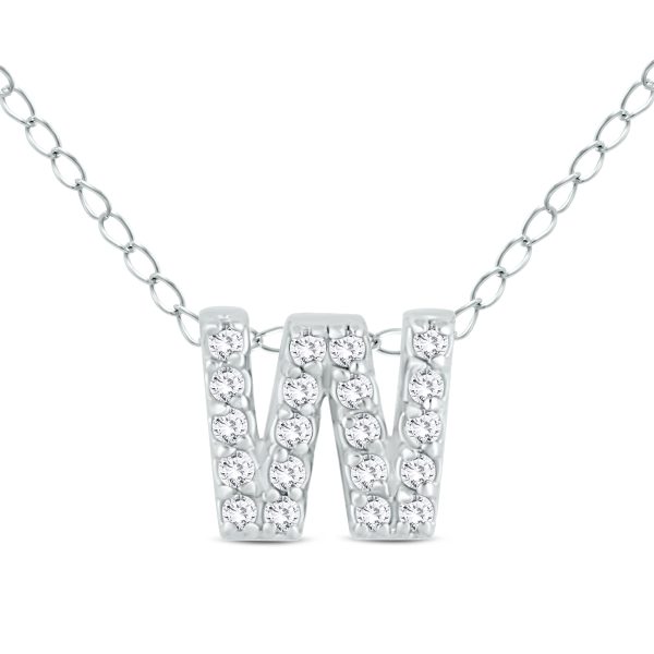 1/6 Carat TW W Initial Diamond Pendant in 10K White Gold- PDF55297