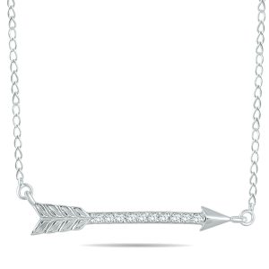 1/10 Carat TW Diamond Arrow Pendant in 10K White Gold- PDF55300D