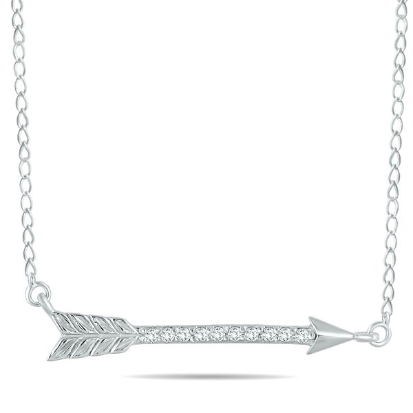 1/10 Carat TW Diamond Arrow Pendant in 10K White Gold- PDF55300D