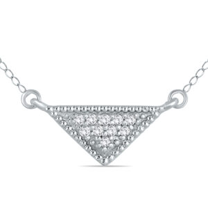 1/10 Carat TW Diamond Triangle Pendant in 10K White Gold- PDF55302D