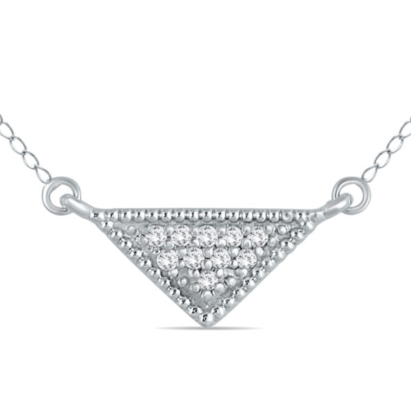 1/10 Carat TW Diamond Triangle Pendant in 10K White Gold- PDF55302D