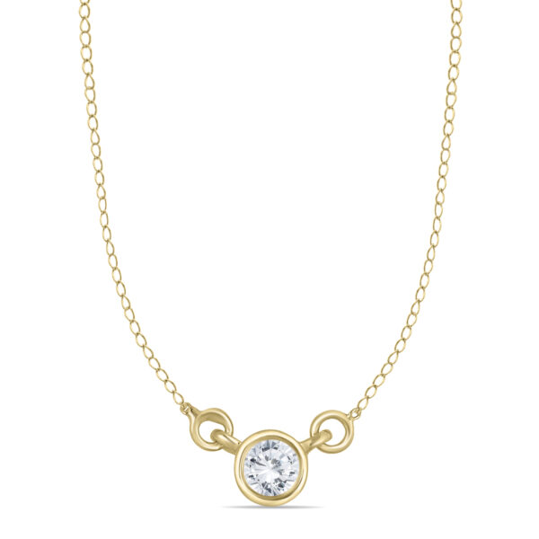1/4 Carat TW Natural Diamond Bezel Pendant in 14K Yellow Gold- PDF55364