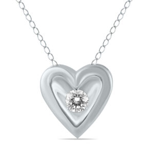 1/4 CTW Natural Diamond Heart Solitaire Pendant in 10K White Gold- PDF55560