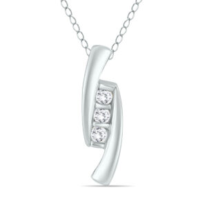 1/4 Carat TW Diamond Three Stone Pendant in 14K White Gold- PDF55561D
