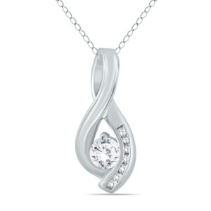 1/2 Carat TW Natural Diamond Twist Pendant in 10K White Gold- PDF55562