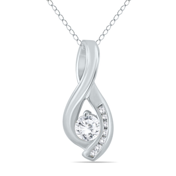 1/2 Carat TW Natural Diamond Twist Pendant in 10K White Gold- PDF55562