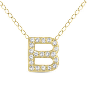 1/6 Carat TW B Initial Diamond Pendant in 10K Yellow Gold- PDF55631