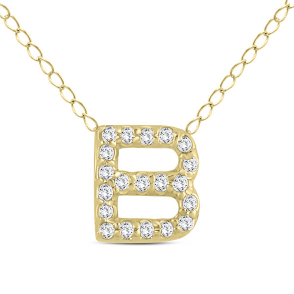 1/6 Carat TW B Initial Diamond Pendant in 10K Yellow Gold- PDF55631