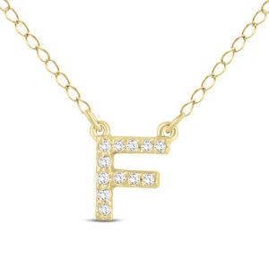 1/10 Carat TW F Initial Diamond Pendant in 10K Yellow Gold- PDF55635
