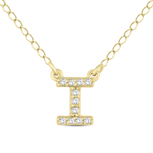 1/10 Carat TW I Initial Diamond Pendant in 10K Yellow Gold- PDF55638