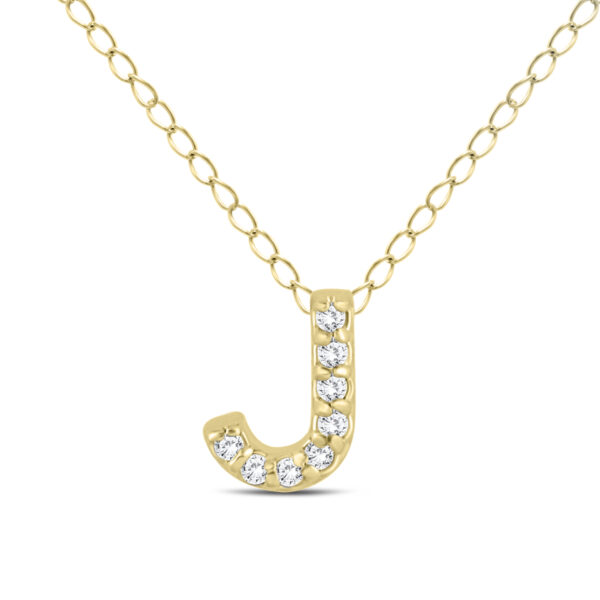 J Initial Diamond Pendant in 10K Yellow Gold- PDF55639