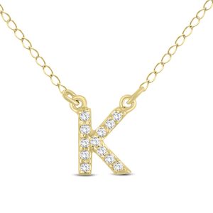 1/10 Carat TW K Initial Diamond Pendant in 10K Yellow Gold- PDF55640