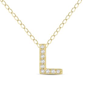 L Initial Diamond Pendant in 10K Yellow Gold- PDF55641