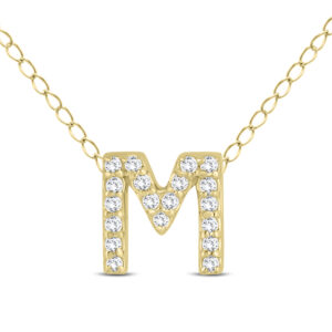 1/6 Carat TW M Initial Diamond Pendant in 10K Yellow Gold- PDF55642