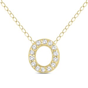 1/10 Carat TW O Initial Diamond Pendant in 10K Yellow Gold- PDF55644