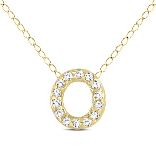 1/10 Carat TW O Initial Diamond Pendant in 10K Yellow Gold- PDF55644