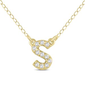 1/10 Carat TW S Initial Diamond Pendant in 10K Yellow Gold- PDF55648