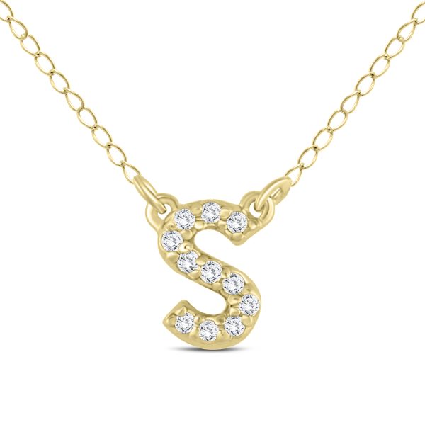 1/10 Carat TW S Initial Diamond Pendant in 10K Yellow Gold- PDF55648