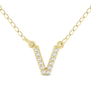 1/10 Carat TW V Initial Diamond Pendant in 10K Yellow Gold- PDF55652