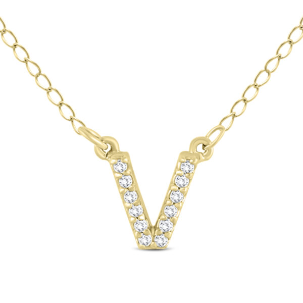 1/10 Carat TW V Initial Diamond Pendant in 10K Yellow Gold- PDF55652