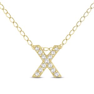 1/10 Carat TW X Initial Diamond Pendant in 10K Yellow Gold- PDF55654