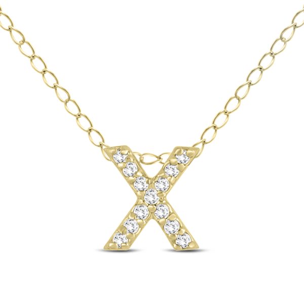 1/10 Carat TW X Initial Diamond Pendant in 10K Yellow Gold- PDF55654