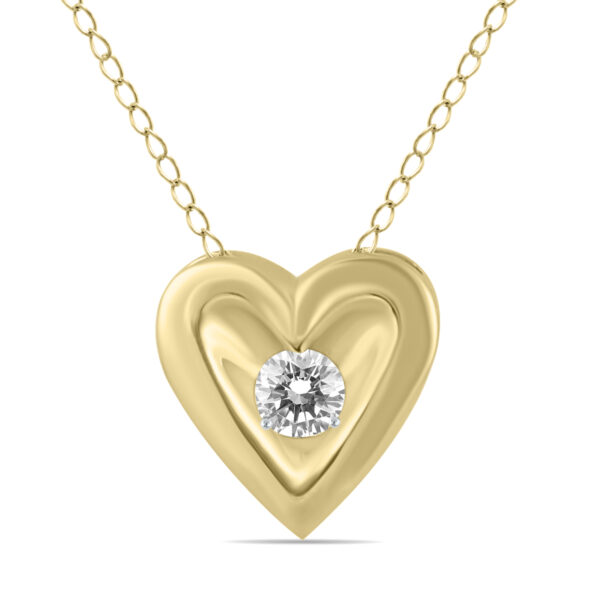 1/4 CTW Natural Diamond Heart Solitaire Pendant in 10K Yellow Gold- PDF55662