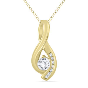 1/2 Carat TW Natural Diamond Twist Pendant in 10K Yellow Gold- PDF55664