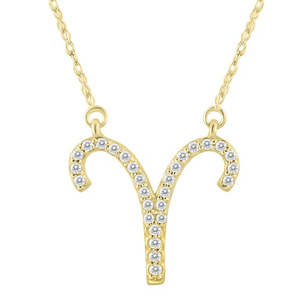 1/5 Carat TW Diamond Aries Zodiac Pendant 10K Yellow Gold- PDF562089