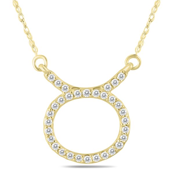 1/4 Carat TW Diamond Taurus Zodiac Pendant 10K Yellow Gold- PDF562091