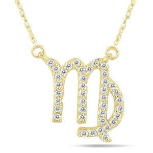 1/3 Carat TW Diamond Virgo Zodiac Pendant 10K Yellow Gold- PDF562099