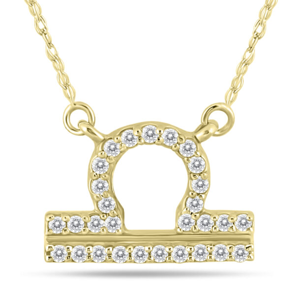 1/5 Carat TW Diamond Libra Zodiac Pendant 10K Yellow Gold- PDF562101