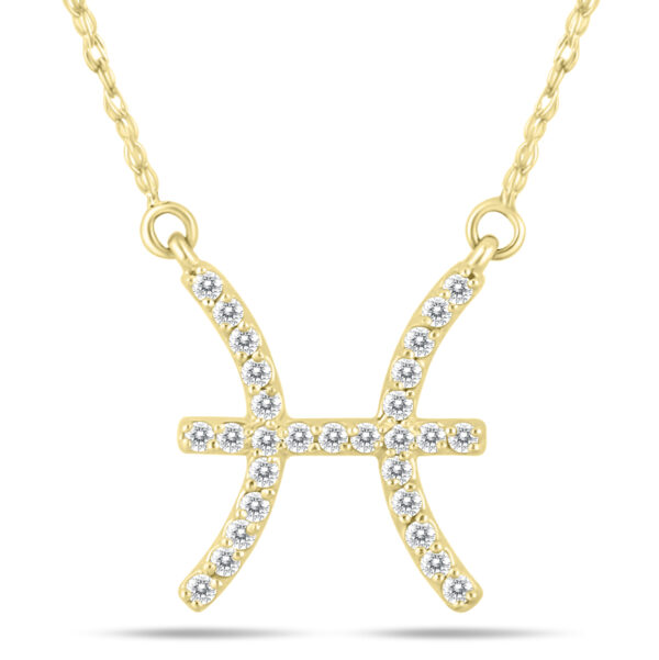 1/5 Carat TW Diamond Pisces Zodiac Pendant 10K Yellow Gold- PDF562111