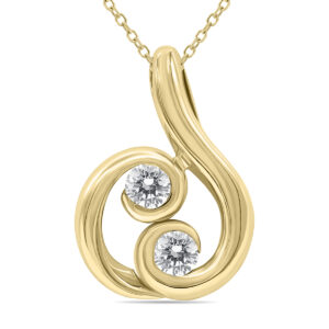 3/4 Carat TW Two Stone Natural Diamond Yin and Yang Twisted Pendant in 14K Yellow Gold- PDF562470
