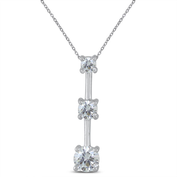 3/4 Carat TW Diamond Three Stone Pendant in 10K White Gold- PDF56881