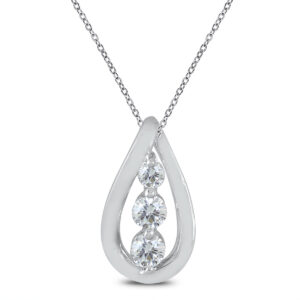 1/4 Carat TW Diamond Three Stone Pendant in 10K White Gold- PDF56885