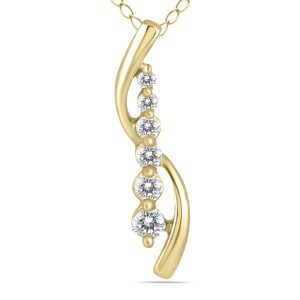 1/4 CTW Genuine Diamond Entwined Pendant in 10K Yellow Gold- PDF57426