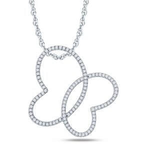 1/5 Carat TW Diamond Butterfly Pendant in 10K White Gold- PDF57553