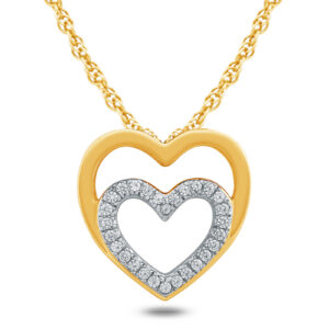 1/8 Carat TW Diamond Double Heart Pendant in 10K Yellow Gold- PDF57559
